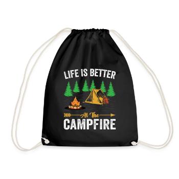 Life is better around the campfire - Drawstring Bag - black - Front