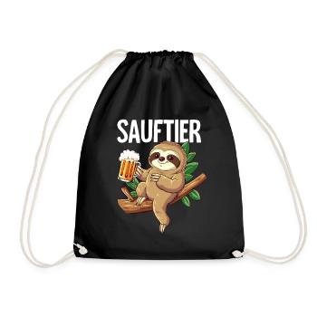 Faultier Sauftier - Turnbeutel - Schwarz - Vorne