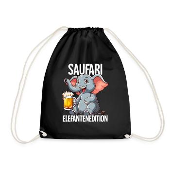 Saufari Elefantenedition Elefant Bier - Turnbeutel - Schwarz - Vorne