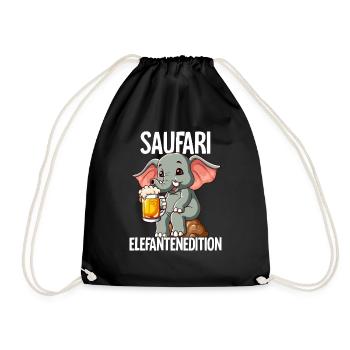 Saufari Elefantenedition Elefant Bier - Turnbeutel - Schwarz - Vorne