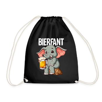 Bierfant Elefant Bier - Turnbeutel - Schwarz - Vorne