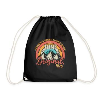 June 1975 June Anniversary 1975 June Original - Drawstring Bag - black - Front