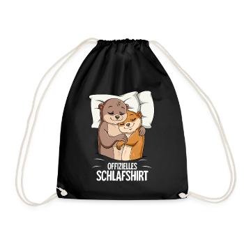 Official Otter Sleep Shirt - Drawstring Bag - black - Front
