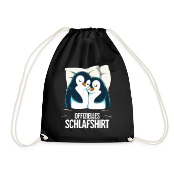 Official Penguin Sleep Shirt - Drawstring Bag - black - Front