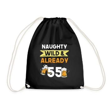 Geschenk 55 Jahre Geburtstag Bier Biertrinker - Turnbeutel - Schwarz - Vorne