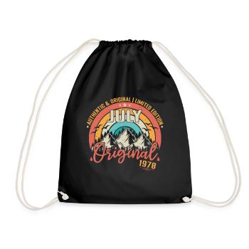 July 1978 July Anniversary 1978 July - Drawstring Bag - black - Front