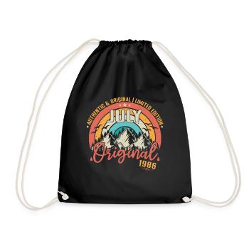 July 1986 July Anniversary 1986 July - Drawstring Bag - black - Front