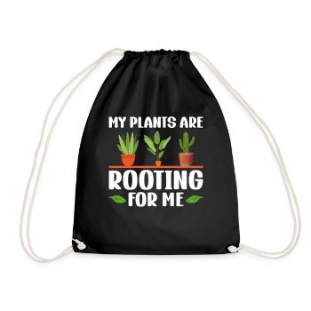 MY PLANTS ARE ROOTING FOR ME - Drawstring Bag - black - Front