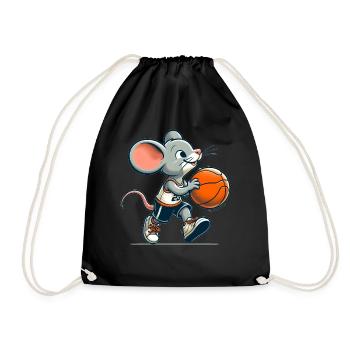 Souris mignonne de basketteur - Sac de sport léger - noir - Devant