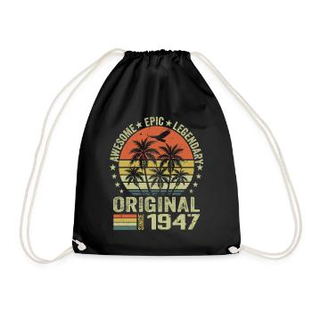 Fête D'anniversaire 1947 Millésime 1947 Rétro 1947 - Sac de sport léger - noir - Devant