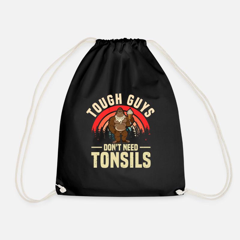 34 Tough Guys Don't Need Tonsils - Drawstring Bag - black