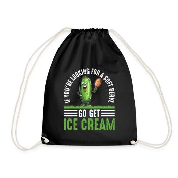 Pickleball Spieler Soft Serve Eiscreme - Turnbeutel - Schwarz - Vorne