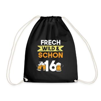 16 Jahre Geburtstag Bier Biertrinker - Turnbeutel - Schwarz - Vorne