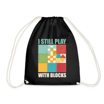 Lustiges Quilten, ich spiele immer noch mit Blocks Quilt - Turnbeutel - Schwarz - Vorne