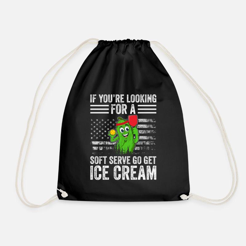Pickleball Spieler Soft Serve Eiscreme - Turnbeutel - Schwarz