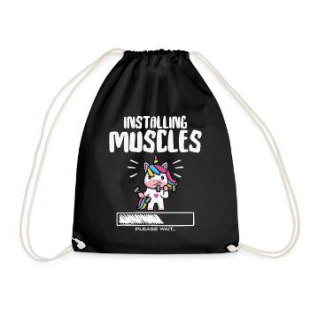 Lustiges süßes Einhorn Workout Gym Fitness Einhorn - Turnbeutel - Schwarz - Vorne