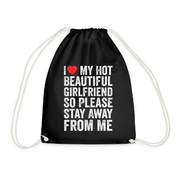 I Love My Hot Beautiful Girlfriend - Drawstring Bag - black - Front