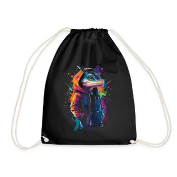 Hip Hop Dragon Vintage Urban Streetwear - Drawstring Bag - black - Front