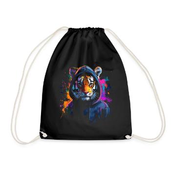 Hip Hop Tiger Vintage Urban Streetwear - Drawstring Bag - black - Front