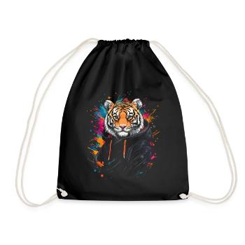 Hip Hop Tiger Vintage Urban Streetwear - Drawstring Bag - black - Front