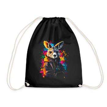 Hip Hop Kangaroo Vintage Urban Streetwear - Drawstring Bag - black - Front