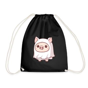 Cochon Halloween Bande dessinée Fantôme - Sac de sport léger - noir - Devant