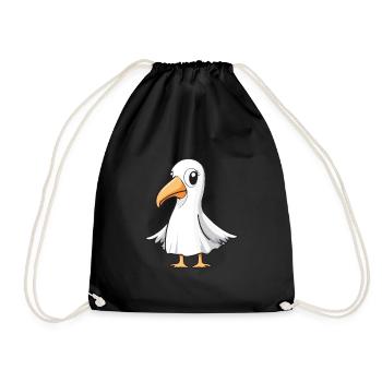 Pélican oiseau Halloween bande dessinée fantôme - Sac de sport léger - noir - Devant