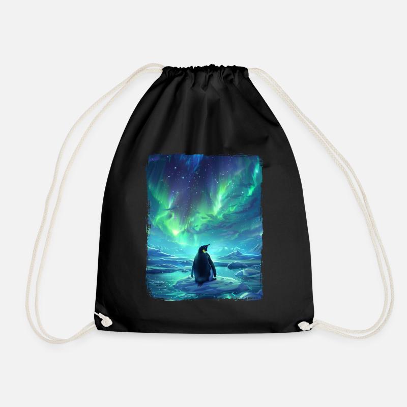 Nordlichter Tier Aurora Borealis Pinguin - Turnbeutel - Schwarz