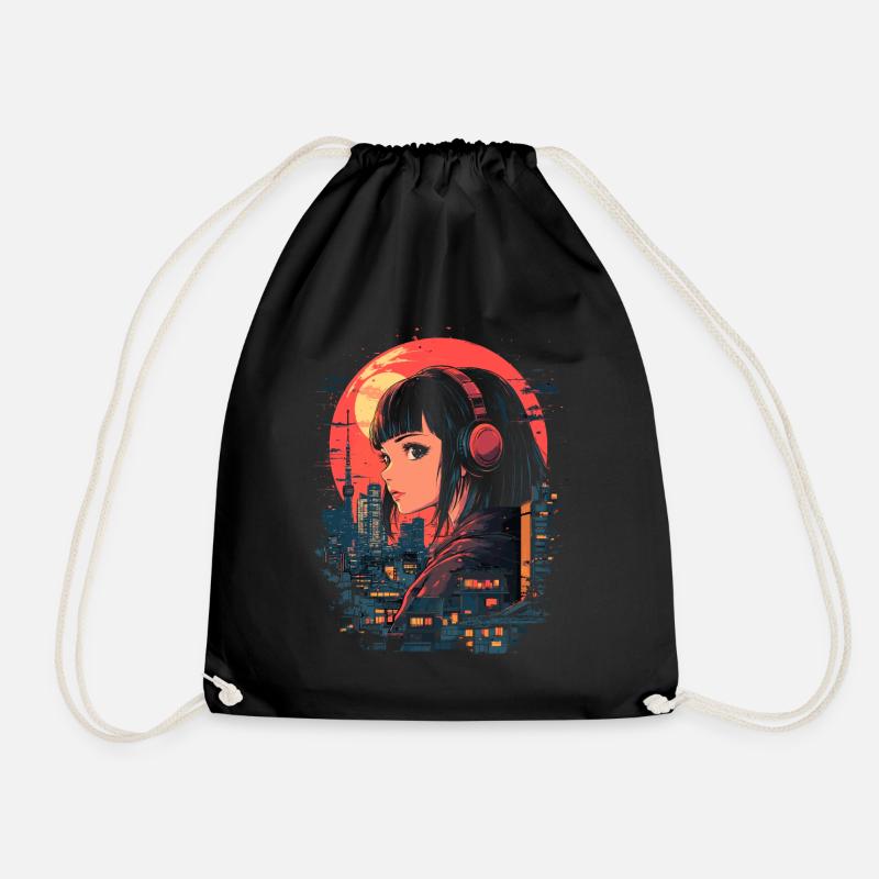 Anime Mädchen Japan - Turnbeutel - Schwarz