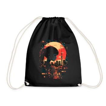 Anime Girl Japan - Drawstring Bag - black - Front