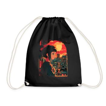 Fille d’Anime Japon - Sac de sport léger - noir - Devant