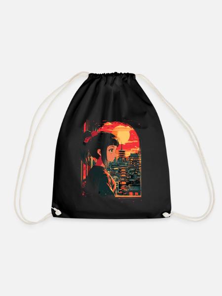 Anime Mädchen Japan - Turnbeutel - Schwarz