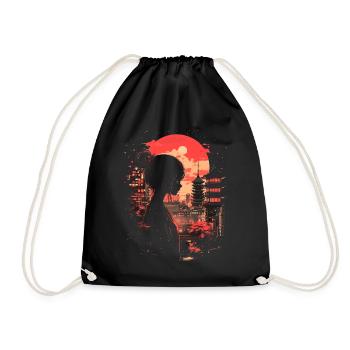 Anime Girl Japan - Drawstring Bag - black - Front