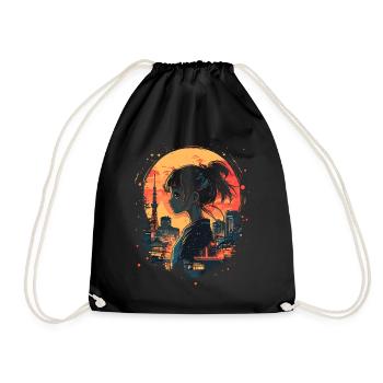 Anime Girl Japan - Drawstring Bag - black - Front