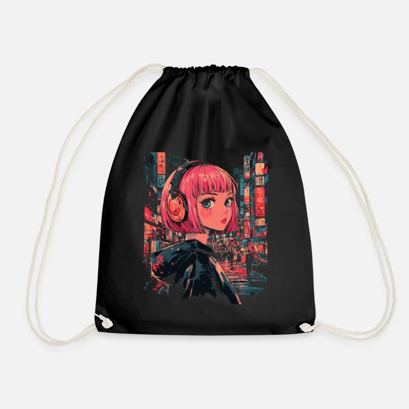 Anime Mädchen Japan - Turnbeutel - Schwarz