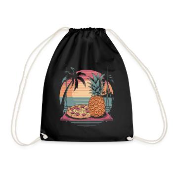 Funny Sarcasm Meme Hawaiian Pizza Pineapple Sunset - Drawstring Bag - black - Front