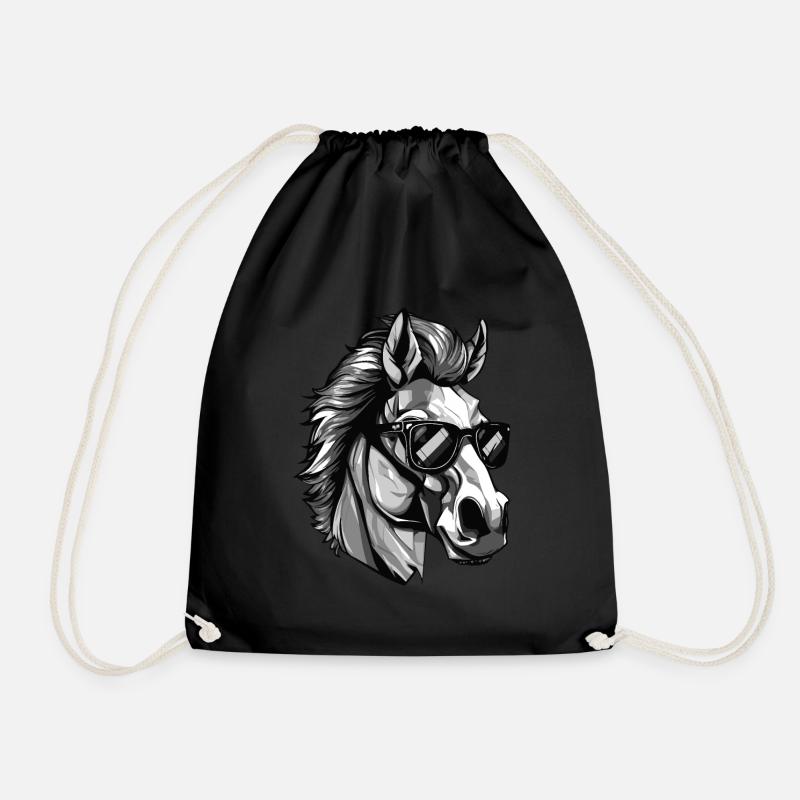 Pferd Hipster Cool Party - Turnbeutel - Schwarz