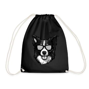 Border Collie Chien Hipster Cool Party - Sac de sport léger - noir - Devant