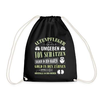 Altenpfleger Geschenk Altenpflege Pflegefachkraft - Turnbeutel - Schwarz - Vorne