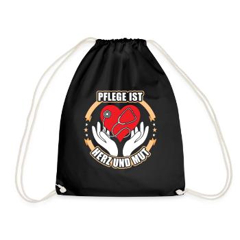 Altenpfleger Geschenk Altenpflege Pflegefachkraft - Turnbeutel - Schwarz - Vorne