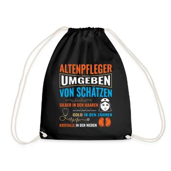 Altenpflege Pfleger Pflegepersonal Pflegekraft - Turnbeutel - Schwarz - Vorne