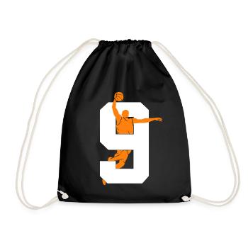 NUMMER 9 BASKETBALL 9. GEBURTSTAG - Turnbeutel - Schwarz - Vorne