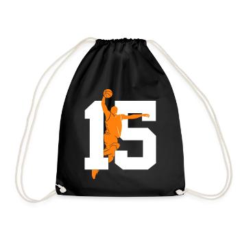NUMMER 15 BASKETBALL 15. GEBURTSTAG - Turnbeutel - Schwarz - Vorne