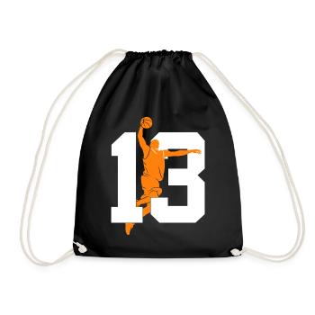 NUMMER 13 BASKETBALL 13. GEBURTSTAG - Turnbeutel - Schwarz - Vorne