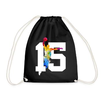 NUMMER 15 BASKETBALL 15. GEBURTSTAG - Turnbeutel - Schwarz - Vorne
