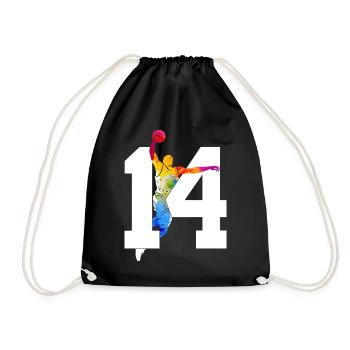 NUMBER 14 BASKETBALL 14TH BIRTHDAY - Drawstring Bag - black - Front