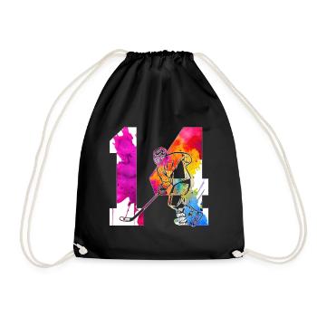 NUMBER 14 HOCKEY 14TH BIRTHDAY - Drawstring Bag - black - Front