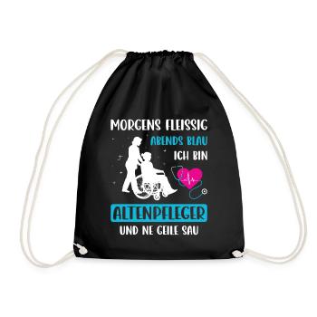 Altenpfleger Geschenk Altenpflege Pflegefachkraft - Turnbeutel - Schwarz - Vorne