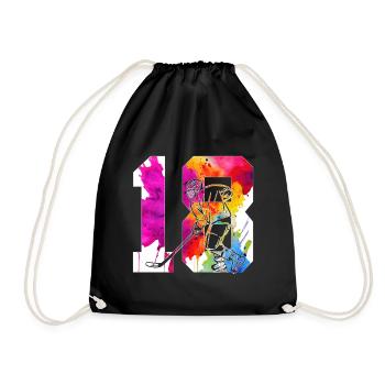 NUMBER 18 HOCKEY 18TH BIRTHDAY - Drawstring Bag - black - Front