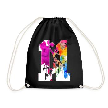 11TH BIRTHDAY BASKETBALL NUMBER 11 - Drawstring Bag - black - Front